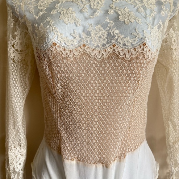 Vintage Jiki Monte-Carlo Creations Women's Bridal Lace Silk Wool Bodysuit S - Picture 4 of 14